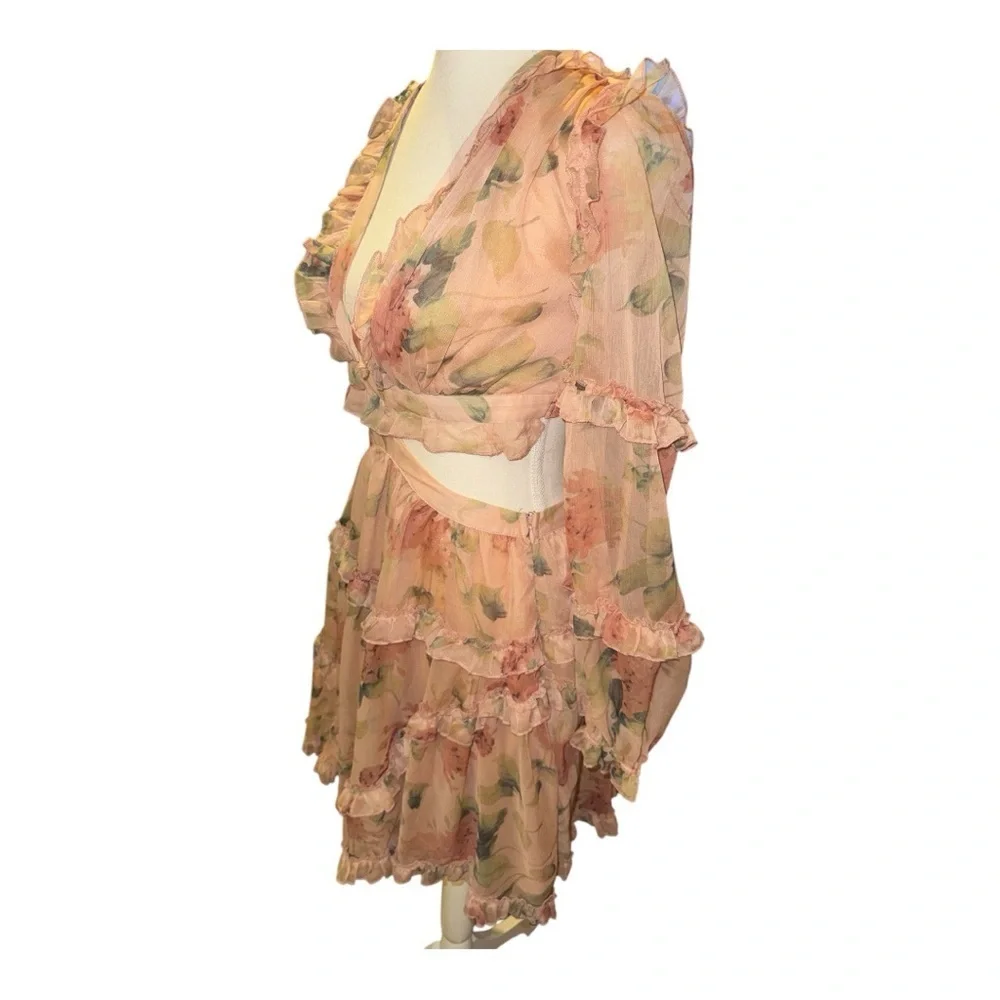 Vici Peach Floral Mini Dress - Picture 7 of 13